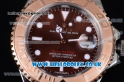 Rolex Yacht-Master 40 Swiss ETA 2836 Automatic Two Tone Case/Bracelet with Brown Dial and Dot Markers (BP)