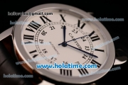 Cartier Ronde Solo Swiss ETA 2836 Automatic Steel Case with Black Leather Strap White Dial and Black Roman Numeral Markers