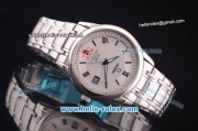 Omega De Ville Automatic Full Steel with White Dial and Blue Roman Markers