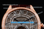 Cartier Drive de Cartier Flying Tourbillon Swiss Tourbillon Manual Winding Rose Gold Case with Grey Dial and Roman Numeral Markers