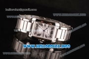 Cartier Tank Anglaise Miyota Quartz Stainless Steel Case/Bracelet Stick Markers and Sliver Dial