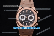 Audemars Piguet Royal Oak Seiko VK64 Quartz Rose Gold Case/Bracelet Black Dial and Stick Markers (EF)