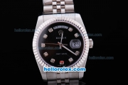 Rolex Day-Date Automatic with Black Dial and Diamond Markers