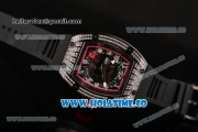 Richard Mille RM 007 Miyota 9015 Automatic Dimaonds/PVD Case with Arabic Numeral Makrers Skeleton Dial and Black Rubber Strap