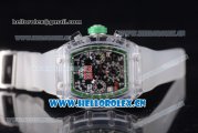 Richard Mille RM 011 Felipe Massa Flyback Chronograph Swiss Valjoux 7750 Automatic Sapphire Crystal Case with Skeleton Dial Green Inner Bezel and Aerospace Nano Translucent Strap