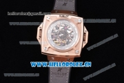 Hublot Masterpiece MP 08 Antikythera Sunmoon Asia 2813 Automatic Rose Gold Case Skeleton Dial Grey Leather Strap and Stick Markers