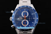 Tag Heuer Carrera Working Chronograph Stainless Steel Case with Blue Dial and SSband-Same Structure As 7750-High Quality