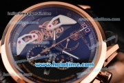 Tag Heuer Carrera Mikrotourbillons Chrono Swiss Quartz Rose Gold Case with Black Leather Bracelet and Black Dial