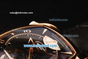 Parmigiani Kalpa XL Swiss Tourbillon Manual Winding Movement Rose Gold Case with Black Leather Strap