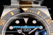 Rolex Submariner Clone Rolex 3135 Automatic Two Tone Case/Bracelet with Black Dial and Dot Markers - 1:1 Original