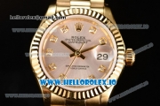 Rolex Datejust Swiss ETA 2671 Automatic Yellow Gold Case with Sliver Dial Diamonds Markers and Yellow Gold Bracelet (BP)