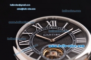 Cartier Rotonde De Tourbillon ST22 Automatic Steel Case with Black Dial and Black Leather Strap