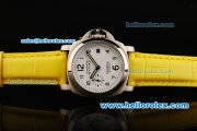 Panerai Luminor Marina Pam 049 Automatic Movement White Dial with Black Arabic Numerals and Yellow Leather Strap-Lady Model