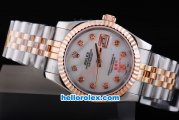 Rolex Datejust Working Chronograph Automatic Movement Rose Gold Bezel with White Dial and Diamond Marking