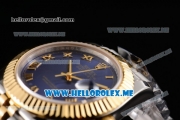 Rolex Datejust II Asia 2813 Automatic Two Tone Case/Bracelet with Dark Blue Dial and Roman Numeral Markers (BP)