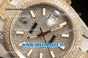 Rolex Day Date II YG Two Tone Case With All Diamond Roman ETA 2836 Auto Best Edition