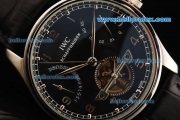 IWC Portuguese Tourbillon Automatic Movement Steel Case with Black Dial and Black Leather Strap