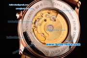 Vacheron Constantin Historiques Chronometre Royal 1907 Swiss ETA 2836 Automatic Rose Gold Case and Brown Leather Strap with White Dial Numeral Markers