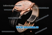 Rolex Cellini Time Asia 2813 Automatic Rose Gold Case with Black Leather Strap and White Dial (BP)