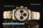 Rolex Daytona Vintage Chronograph Swiss Valjoux 7750 Steel Case/Strap with White Dial and Silver Markers