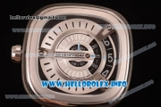 SevenFriday M1-01Japanese Miyota 8215 Automatic Steel Case with White/Black Dial and Black Leather Strap