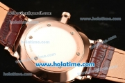 Patek Philippe Calatrava Miyota Quartz Rose Gold Case with Roman Numeral Markers and Brown Dial