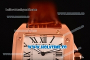 Cartier Santos 100 Large Rose Gold Case with White Dial Brown Leather Strap and Black Roman Numeral Markers