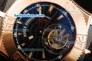 Roger Dubuis Easy Diver Tourbillon Manual Winding Movement Rose Gold Case with Black Dial and Rubber Strap