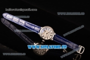 Cartier Ballon Bleu De Small Swiss Quartz Steel Case with White Dial Black Roman Numeral Markers and Blue Leather Strap