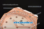 Audemars Piguet Royal Oak Lady Swiss Quartz Rose Gold/Diamonds Case with White Rubber Strap and White Dial (EF)