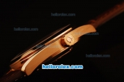 Omega Seamaster Co-Axial Automatic Rose Gold Case with Brown Dial and Brown Leather Strap - ETA Coating