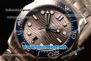 Omega Seamaster Diver 300m Clone 8800 Automatic Steel Case Brown Dial With Dots Markers Steel Bracelet