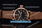 Zenith Pilot Type 20 GMT Asia ST25 Automatic Rose Gold Case with Black Dial Arabic Numeral Markers and Brown Leather Strap