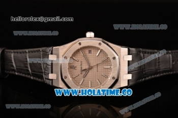 Audemars Piguet Royal Oak 39MM Swiss ETA 2824 Automatic Steel Case with Grey Dial Black Leather Strap and Stick Markers (BP)