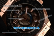 Hublot Big Bang Unico GMT Asia Auto Rose Gold Case with Skeleton Dial and Black Rubber Strap