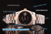 Rolex Datejust 2813 Automatic Movement Rose Gold Bezel with Rose Gold Roman Marking and Black Dial