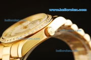 Rolex Day-Date Automatic Full Gold with Diamond Bezel and White MOP/Diamond Dial