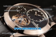 Jaeger-LECoultre Master Tourbillon Manual Winding Steel Case with Black Dial and Black Leather Strap