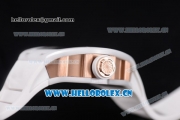 Richard Mille RM052 Miyota 9015 Automatic Ceramic Case with Skull Dial and White Rubber Strap Dot Markers