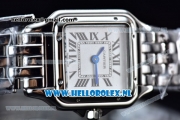 Cartier Santos 100 Japanese Miyota Quartz Steel Case with White Dial Roman Numberal Markers and Steel Bracelet