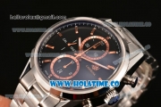 Tag Heuer Carrera Calibre 1887 Chrono Swiss Valjoux 7750 Automatic Full Steel with Rose Gold Stick Markers and Black Dial