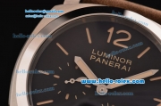 Panerai Power Reserve Asia ST25 Automatic Steel Case with Brown Leather Strap Black Dial Numeral/Stick Markers