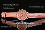 IWC Portuguese Chrono Miyota OS20 Quartz Steel Case with Pink Leather Strap and Pink Dial