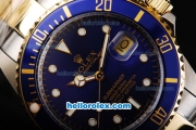 Rolex Submariner Automatic Movement Two Tone Strap with Blue Dial and Bezel