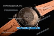 Breitling Chronospace Swiss Valjoux 7750 Automatic PVD Case with White Markers Black Dial and Black Leather Strap