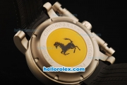 Ferrari Chronograph Quartz Movement Steel Case with Yellow/Black Dial and Black Rubber Strap-7750 Coating Case