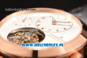 Jaeger-LECoultre Master Tourbillon Manual Winding Rose Gold Case with White Dial and Black Leather Strap