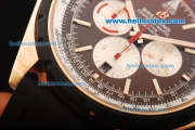 Breitling Chrono-Matic Chronograph Swiss Valjoux 7750 Automatic Movement Rose Gold Case with Brown Dial and PVD Bezel