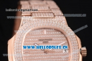 Patek Philippe Jumbo Nautilus Clone PP Automatic Rose Gold/Diamonds Case with Diamonds Dial and Stick Markers