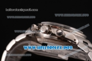 Rolex Daytona Vintage Chrono Miyota OS20 Quartz Steel Case/Bracelet with Black Dial and Point Markers - White Inner Bezel